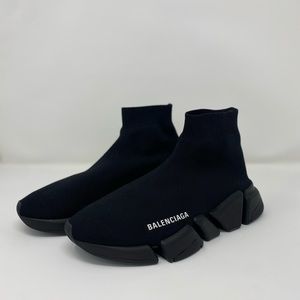 Balenciaga Speed 2.0 Sneaker Shiny in Black/Black Sole